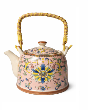 Κεραμική τσαγιέρα με φίλτρο 14Χ13εκ ροζ